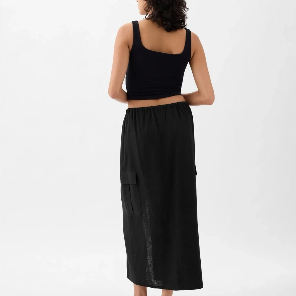 BNWT GAP LINEN BLEND CARGO SKIRT BLACK SMALL - Picture 2 of 6